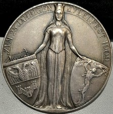 Duisburg-Stadt Silbermedaille 1909 Mattiert. 24,74 g  (A482)