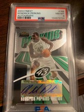 2003-04 Kendrick Perkins Auto Topps Finest  Rookie /999 AUTO PSA  8 RC Celtics