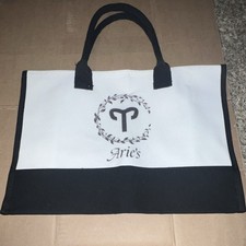 Reusable Tote Bag Black  White Solid/Plain Shopping Bag with Handles