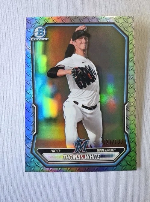 2026 Bowman Thomas White 40/100 Miami Marlins #BCP-80 Steel