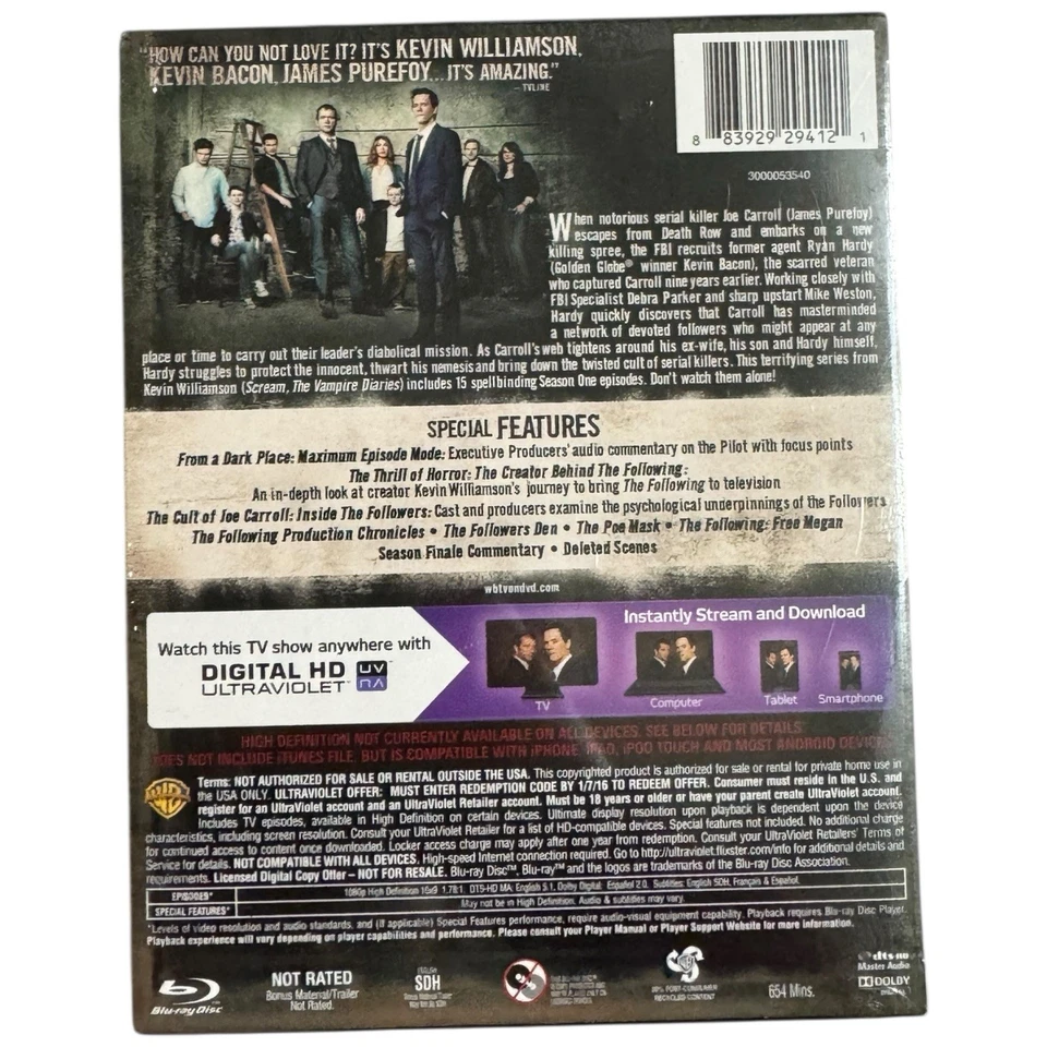 The Following The Complete First Season Kevin Bacon Blu Ray DVD HD Digital HD UV - Image 2 of 2
