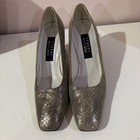 STUART WEITZMAN GOLD SUEDE WITH SNAKESKIN ACCENT SQUARE TOE PUMPS HEELS SZ. 8 M — photo 4