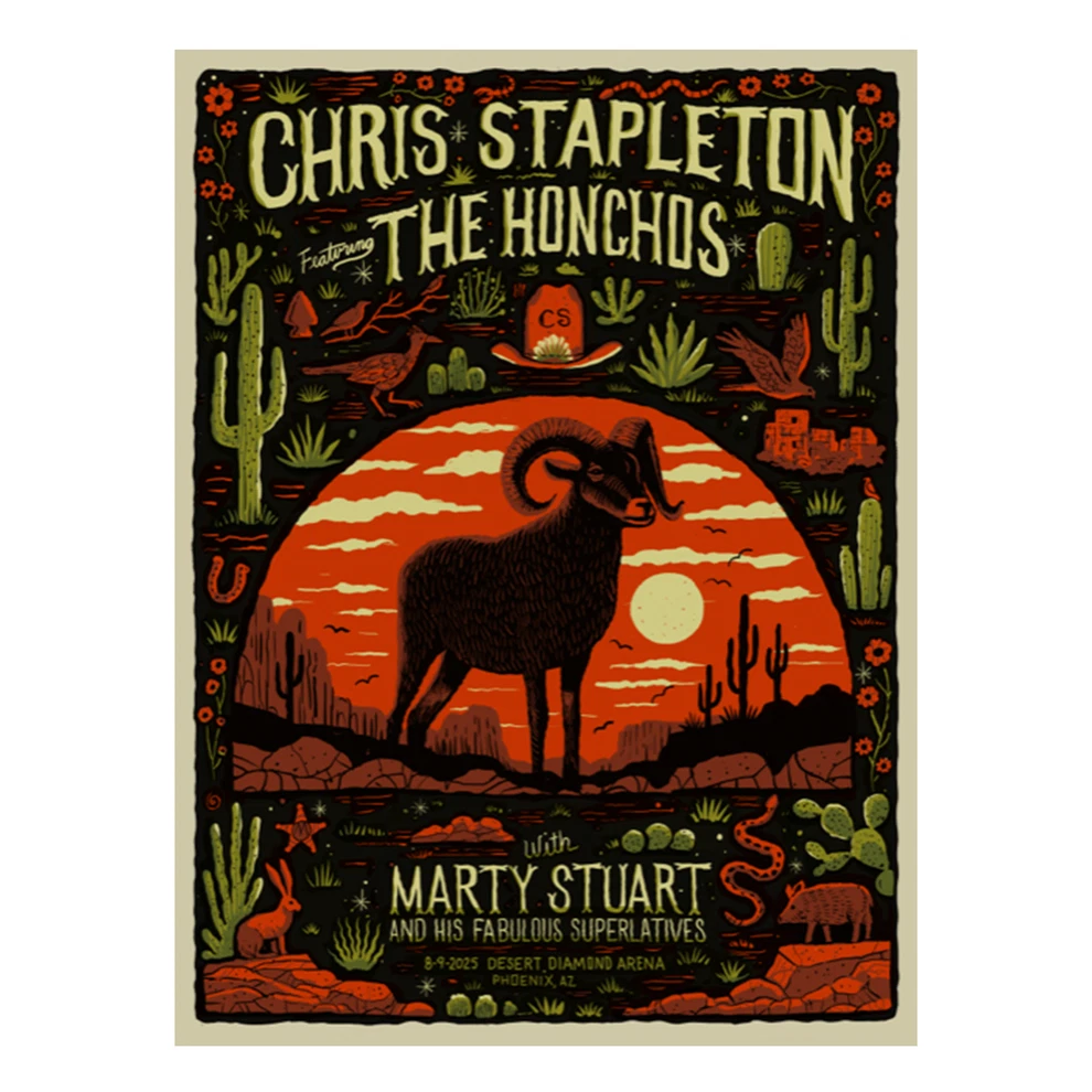 Chris Stapleton Phoenix Concert Artwork August 8-9 2025 Poster