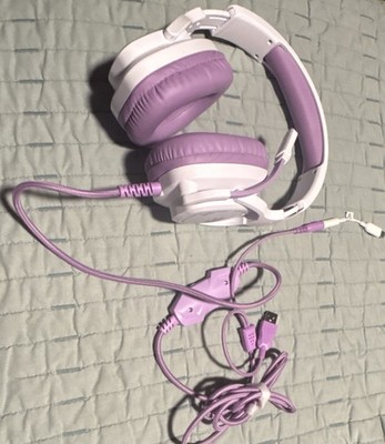 SADES USB Gaming Headset Purple White Boom Mic Adjustable Headband