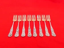 Set of 8 Antique Dominick & Haff Sterling Silver Rococo Cake Forks ZF-1