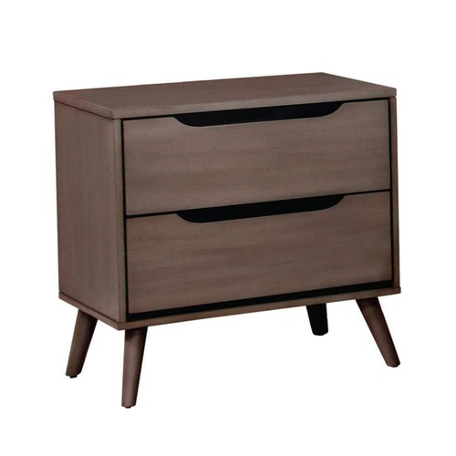 Furniture of America Mackie Mid Century Modern 2-Drawer Gray Nightstand - Picture 2 of 10
