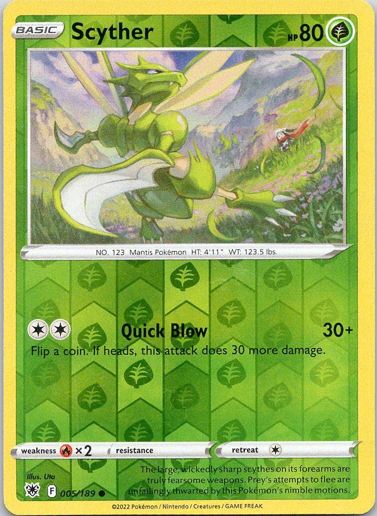 Pokemon Scyther 5/189 Astral Radiance Common Reverse Holo NM TCG