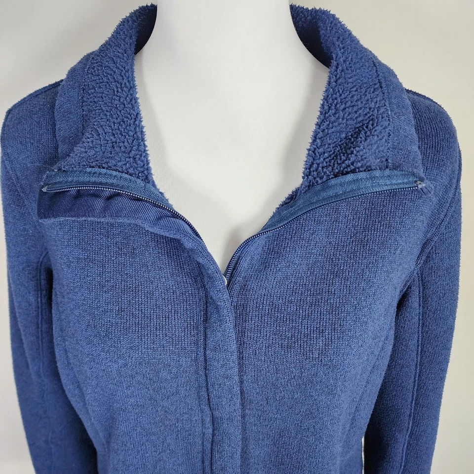 Lands End Knit Jacket Womens Medium Full Zip Sweater Long Sleeve Fleece ** READ - Image 2 of 4
