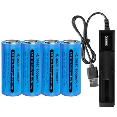 Flat Top 26650 Battery 3000mAh 3.7V Rechargeable Batteries Cell for  Flashlight | eBay