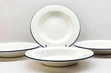 STEELITE INTERNATIONAL Blue Rim SOUP / PASTA BOWLS  - Set of 4