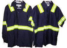 Men's High Visibility Hi Vis Reflective Safety Work Uniform Shirts Sz Large