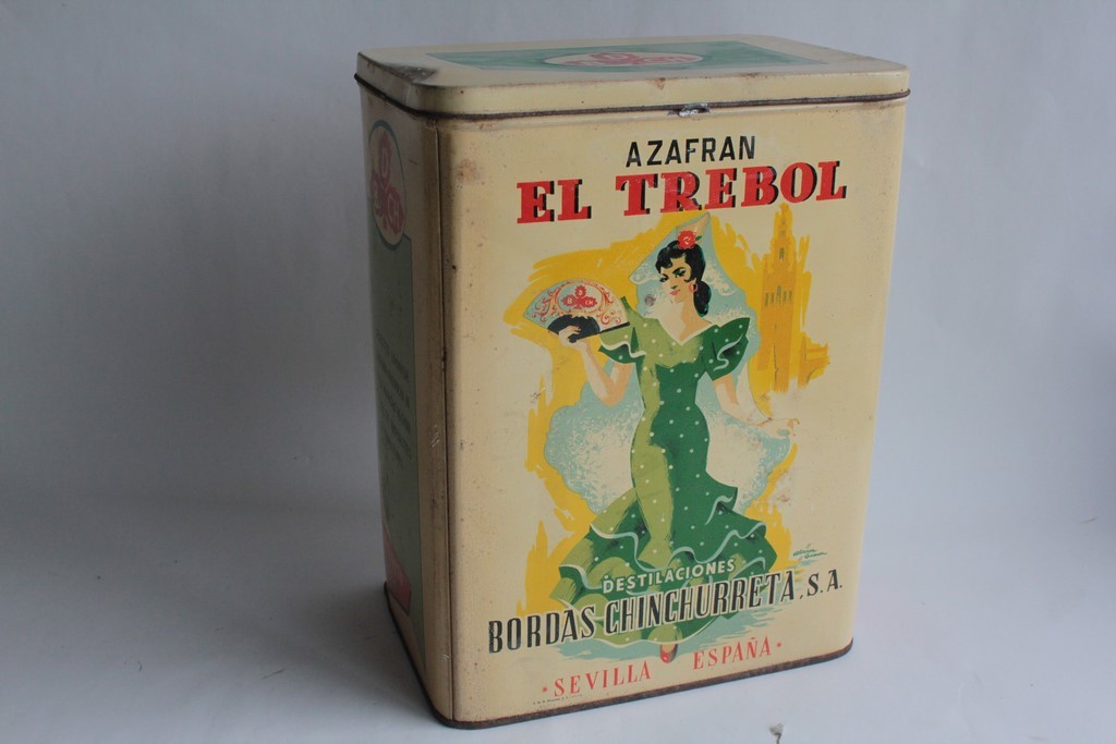 Gran Caja de Chapa Litografiada Galletas AZAFRAN El trebol España (69793)