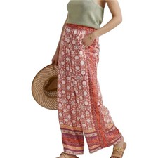 Anthropologie Vale Palazzo Pants Small Wide Leg Colorful Boho Print Beach Resort