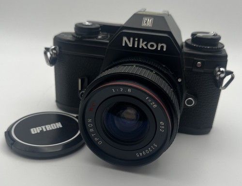 Nikon EM 35mm SLR Camera Body With Optron 28mm M.C f2.8 Prime Lens