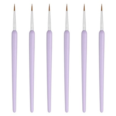 Miniature Detail Paint Brushes, 12mm Fine Tip Paint Brushes(Purple, Pack of 6)