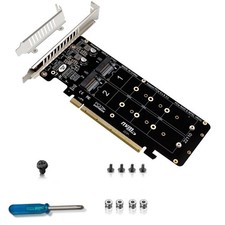 PH44PRO Dual-Sided 4 M.2 M-Key NVME to PCIe X16 Splitter Card 4  32Gbps 2U ...