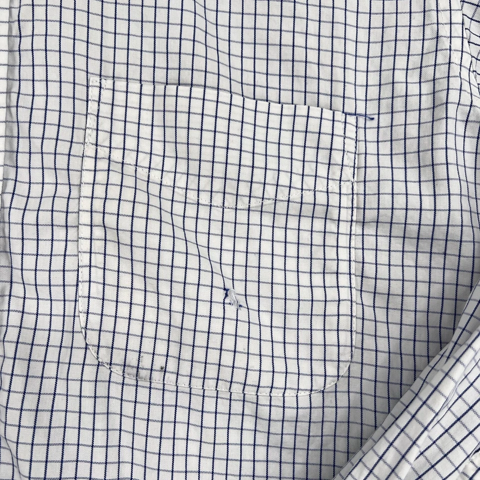 Camisa Club Room Para Hombre 16.5 34/35 Blanca Azul Cuadros Abotonada Negocios Informal Foto 3 de 4