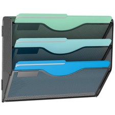 3 Tier Hanging Wall File Organizer Mesh Mail Paper Folder Holder Black