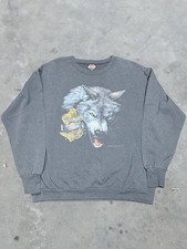 Harley Davidson 3D EMBLEM XL sweatshirt wolf fade vintage pullover biker 90s
