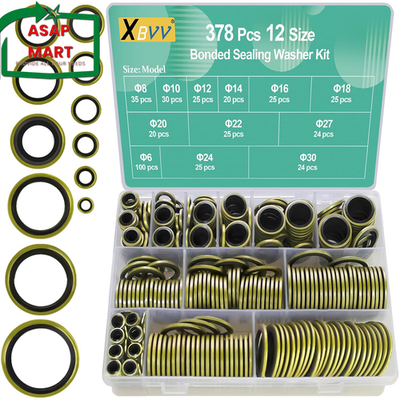 #ad 378 Pcs NBR Metal Bonded Sealing Washer Assortment Kit M6 M8 M10 M12 M14 M16 M18 $38.90