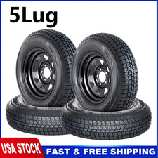 4pc 5.30-12 5.30x12 530-12 Trailer Tires W12rim 5 Lug On 4.5 6pr Load Range C