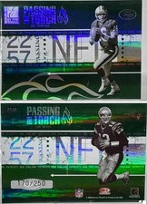 2005 Donruss Elite Passing the Torch Joe Montana Tom Brady /250 Green #30 HOF NM