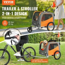 New Dog Bike Trailer, Supports up to 66 lbs, 2-in-1 Pet Stroller Cart Bicycle