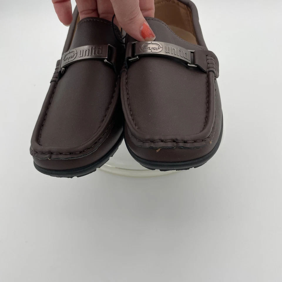 NUEVO CON ETIQUETAS UNLTD Marrón Cuero Vestido Mocasines Niños Talla 3 Ecko Foto 4 de 4