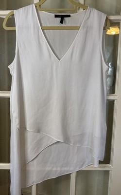 BCBG Maxazria Karlie Hi-Low Bright White Asymetrical Hem Sleeveless Med