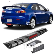 Carbon Rear Bumper Diffuser Spoiler Wled Light Rear Lip For Mitsubishi Lancer