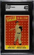 1958 Topps Mickey Mantle All Star #487 SGC 4 Dead Centered