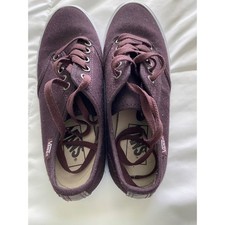 Vans Authentic Low Burgundy Maroon Canvas Waffle Sole Skate Shoes Clean Exc Cond