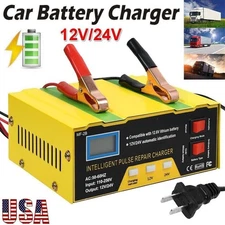 Car Battery Charger Heavy Duty 12V/24V Smart Automatic Intelligent Pulse Repair