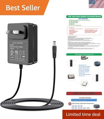21W Replacement Charger for Amazon Echo Devices, 5ft Cord &  Certified Safety