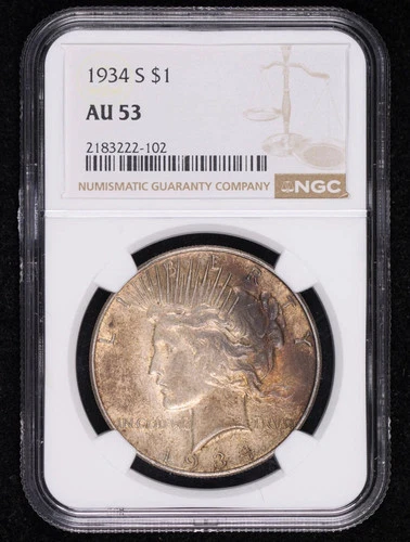 1934 S Peace Silver Dollar NGC AU-53