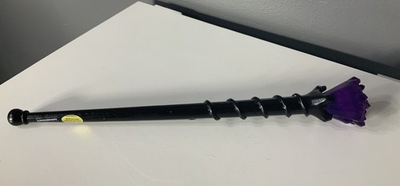 #ad 12 in Black Wand Faux Amethyst Crystal Witch Wizard Cosplay Magic Wand $15.00