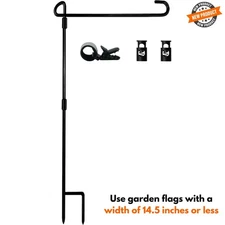 Garden Flag Stand-Holder-Pole with Flag Stopper and Clip Waterproof For Flags