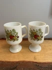 Vintage Corning Ware Spice of Life Milk Glass Pedestal Mug Grandmug Set of 2