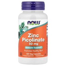 Now Foods Zinc Picolinate 50 mg 120 Veg Capsules GMP Quality Assured, Kosher,