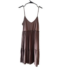 SHEIN Brown Tiered Sleeveless Lightweight Summer Dress Women Sz S
