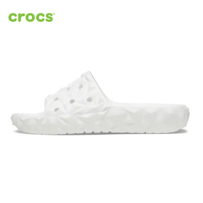 NEW CROCS CLASSIC METALLIC GEOMETRIC SLIDE V2 209608-100 White
