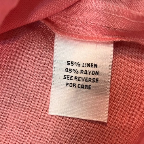 Talbots Women's Linen Size 10 3/4 Sleeve Button Shirt Embroidered Pink - Picture 7 of 7