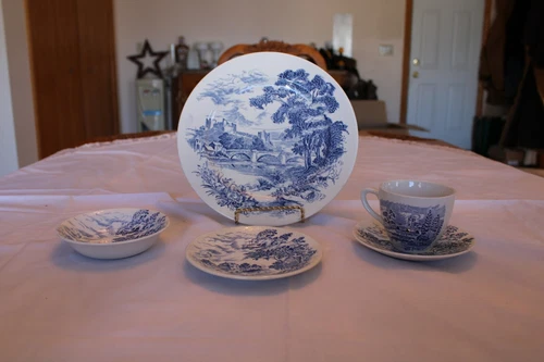 Wedgewood Countryside Blue Dinner Plate, Cup & Saucer, Desert Plate Dessert Bowl