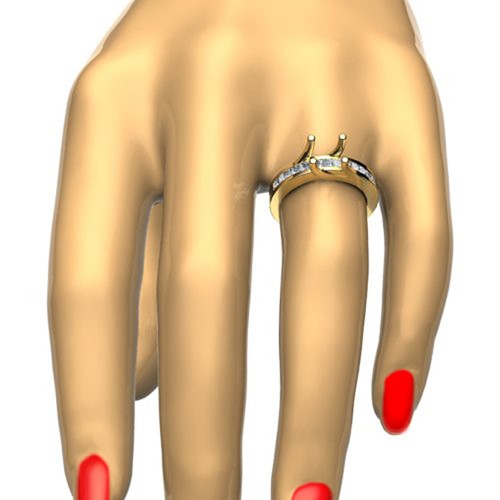 Juego de canales de anillo de compromiso Princess Diamond acento puente semi montaje 0,50 ctw - Imagen 15 de 15