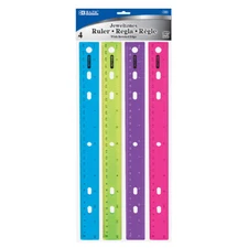 BAZIC 12 Inches (30cm) Jewel-tone Color Ruler 1 Pack of 4 Rulers Rulers for kids