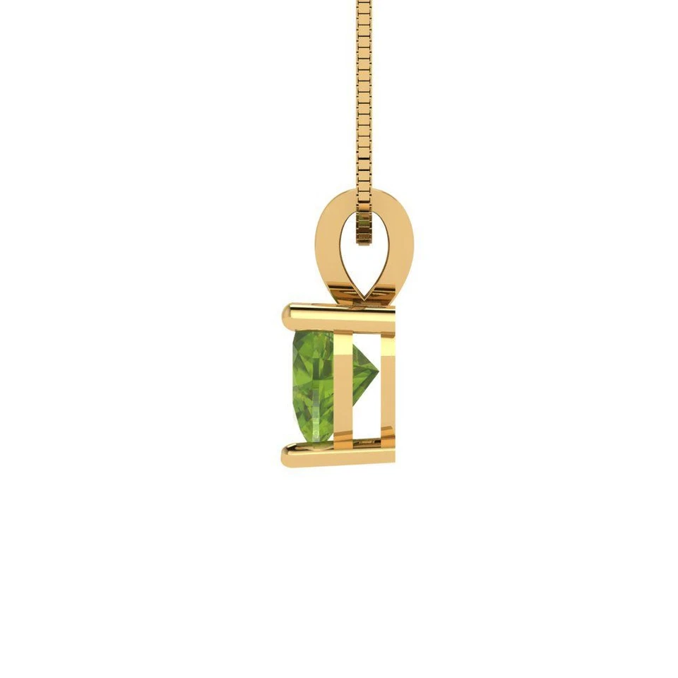 0.5 cttw Silver Pendant and 18" Necklace - Yellow Gold Plated - 5mm Peridot - Image 3 of 4
