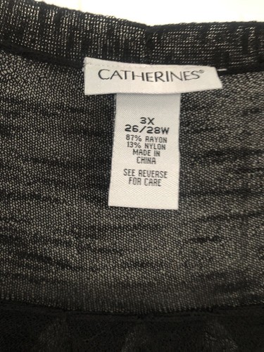 Catherines Black Open Front L.Weight S/S Cardigan 3X 26/28W Plus Rayon Nylon BL - Picture 9 of 12
