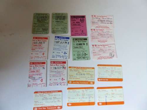 16 Vintage Train Tickets 1970's -2004 Season Passes Travel Cards Croydon London