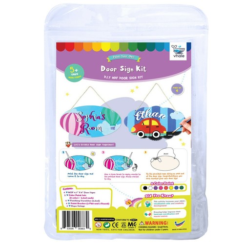 VHALE 4 Set Paint Your Own Door Signs Kids Bedroom Locker Room Classroom Crafts - Imagen 7 de 8