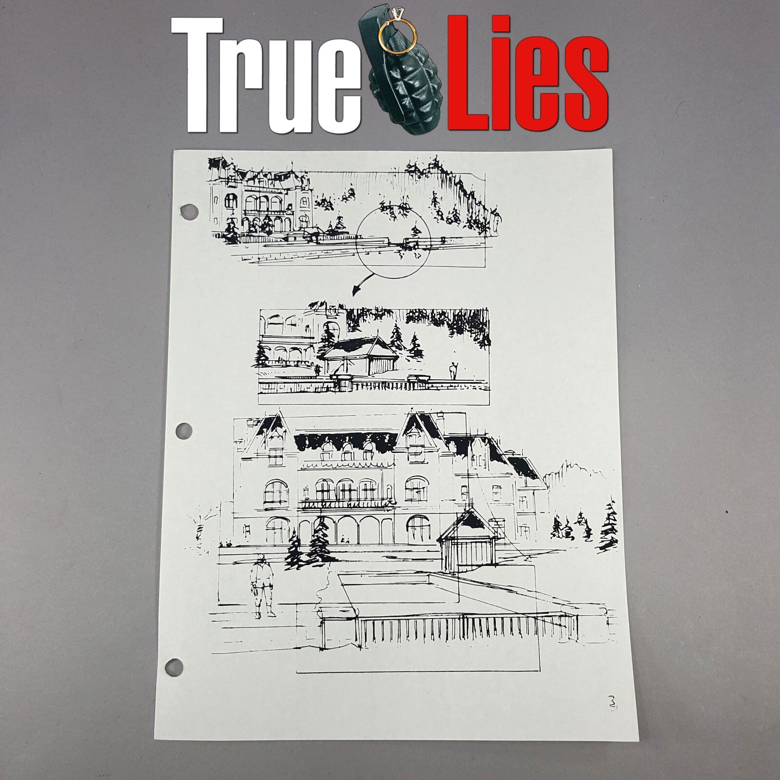 True Lies - Production Used Storyboard,  Party Mansion Exterior 1, COA